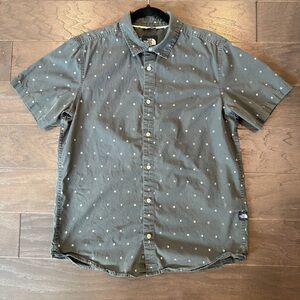 The North Face Men’s Moon Phase Print Short Sleeve Button-Up – Grey 100% Cotton